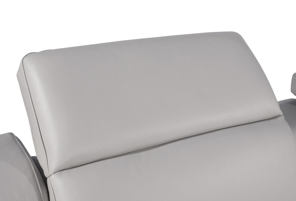 Marco-8-Piece 2-Power Reclining Italian Leather Sectional, Light Gray