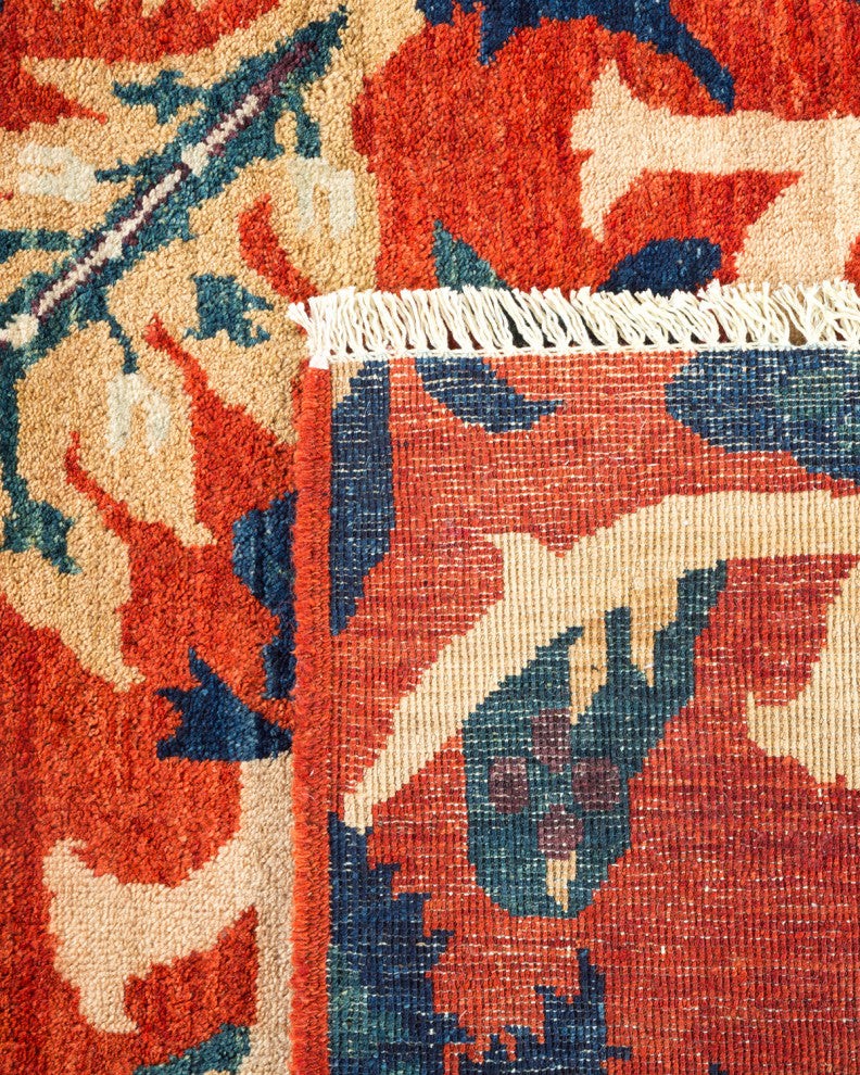 Eclectic, One-of-a-Kind Hand-Knotted Area Rug Orange, 6'7"x10'5"