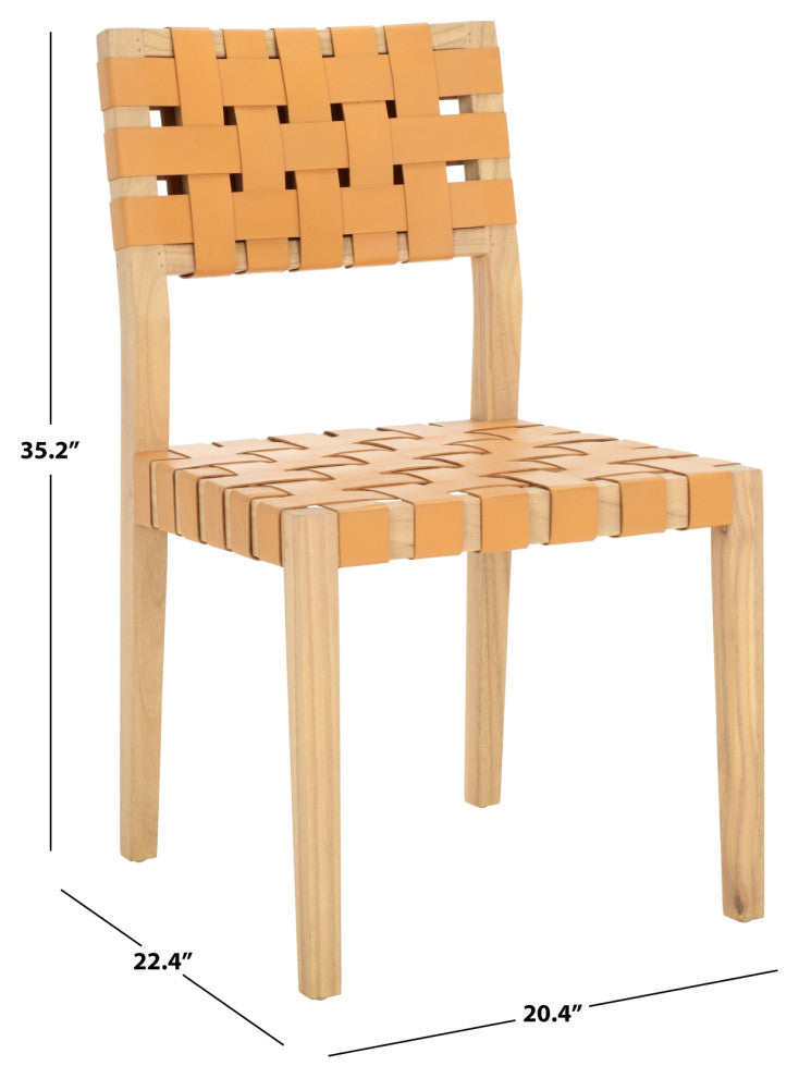 Safavieh Couture Bette Woven Leather Dining Chair, Tan/Natural