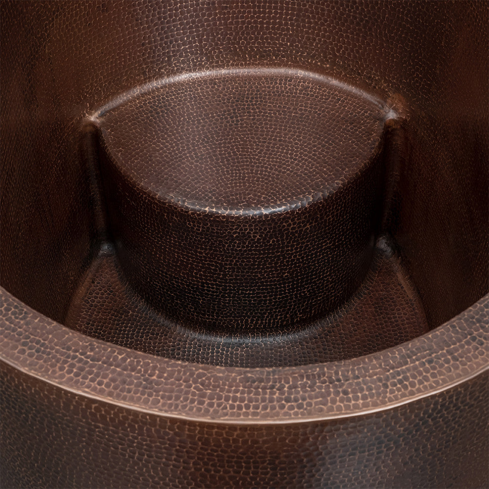 48" Hammered Copper Oval Japanese Soaking Tub & Drain Package