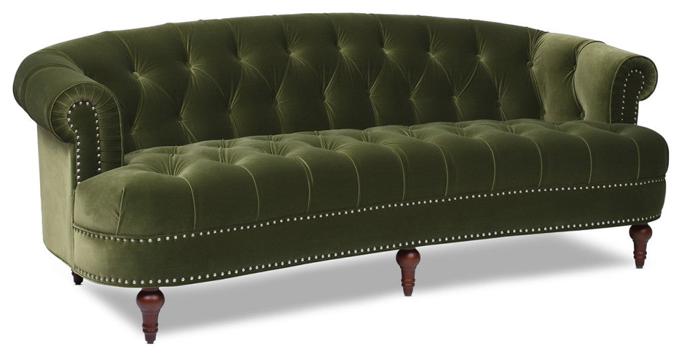 La Rosa Victorian Chesterfield Tufted Sofa, Olive Green Performance Velvet