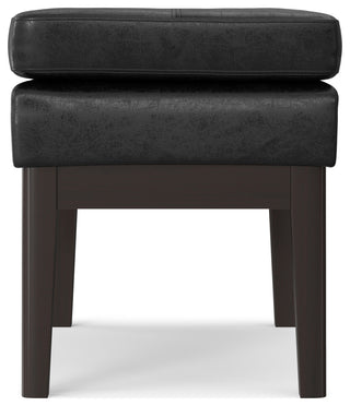 Carlson SOLID HARDWOOD Small Ottoman Bench, Distressed Black