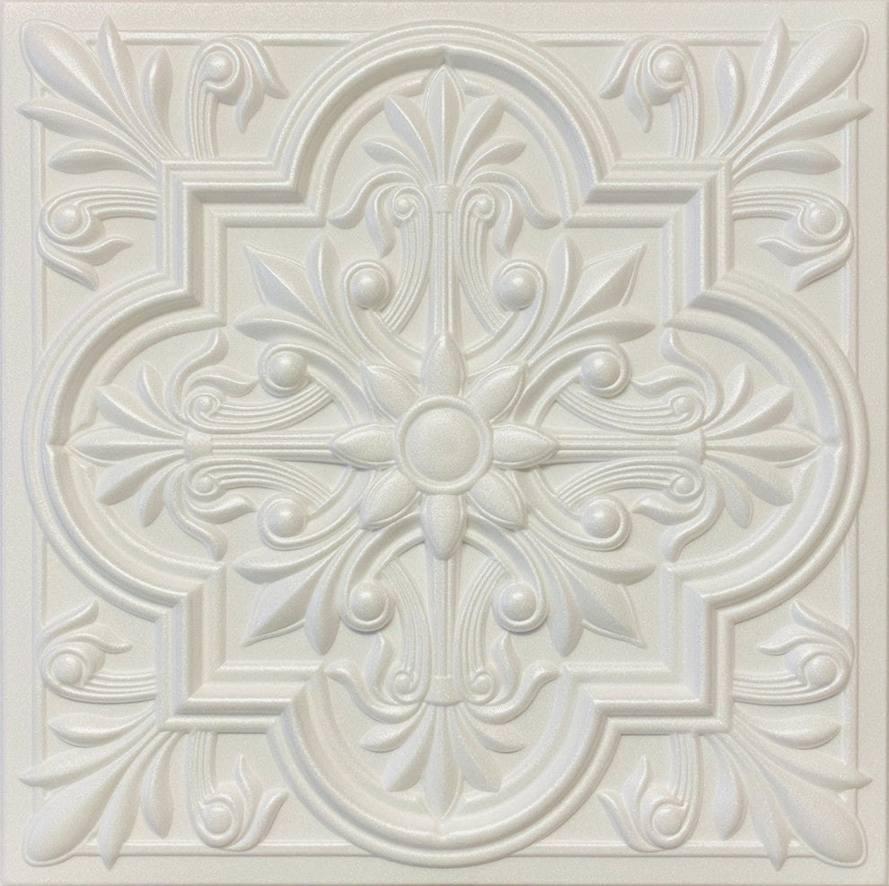 20"x20" Styrofoam Glue Up Ceiling Tiles, R55W Plain White