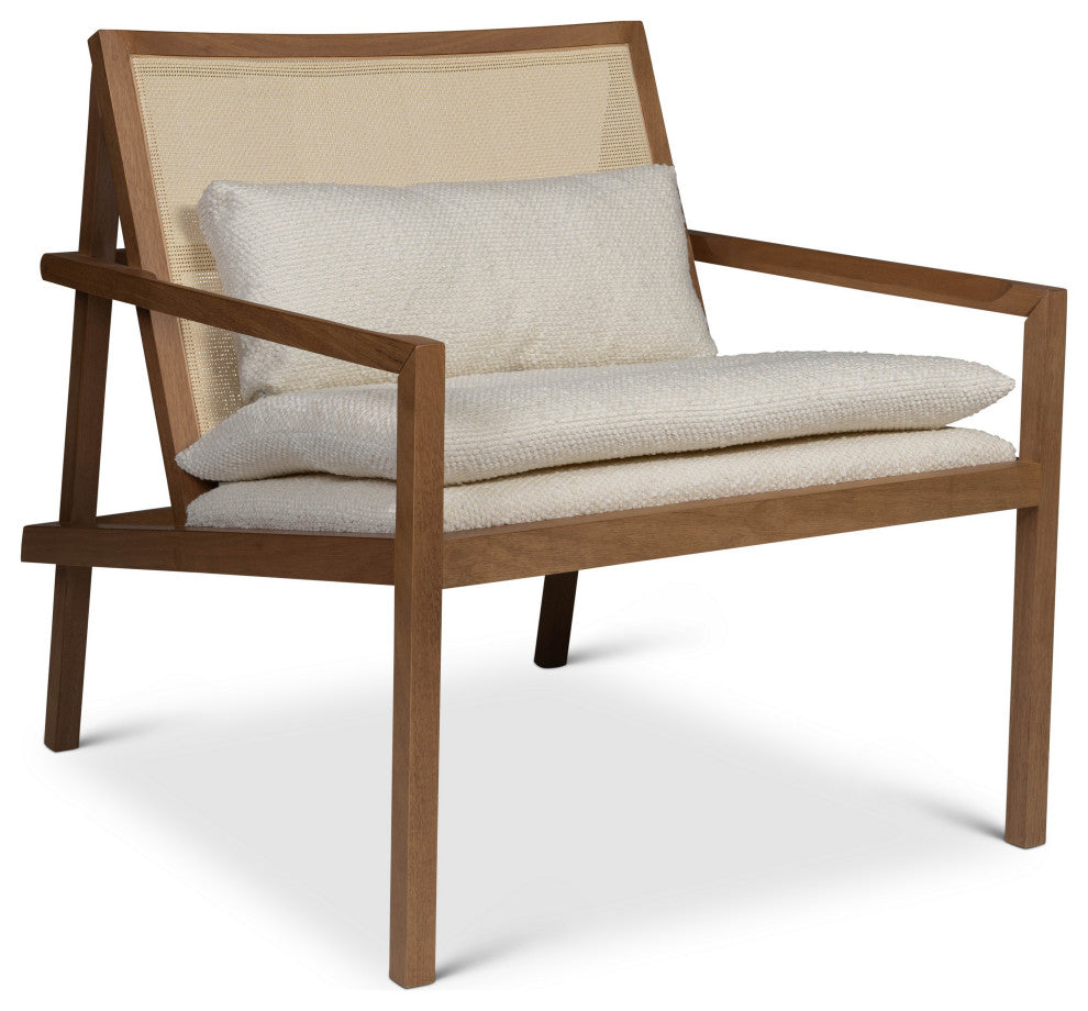 Modern Brazilian, Barra, Cane Lounge Chair, Pecan/Natural/Ivory