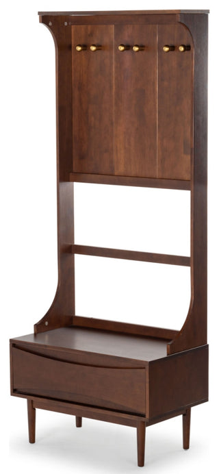Safavieh Couture Pitta Wood 1 Drawer Hall Tree, Walnut/Gold