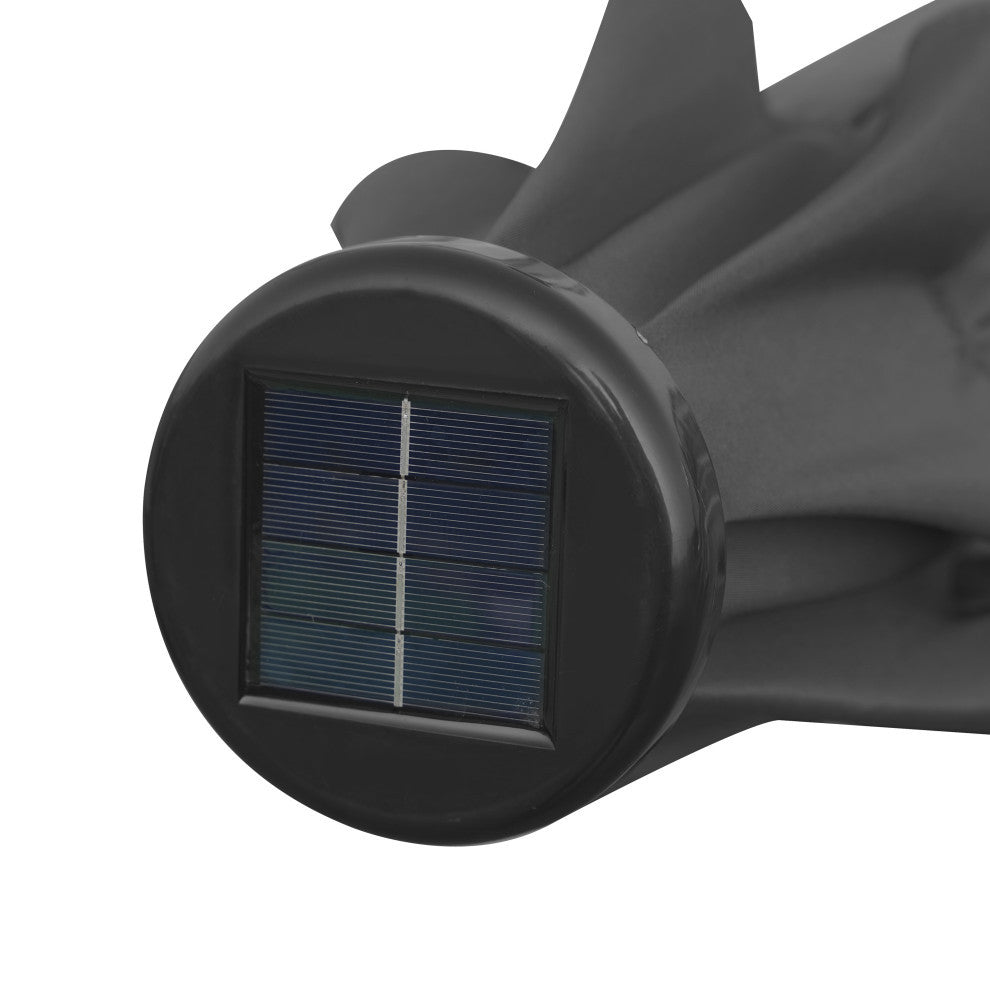 LeisureMod Sierra Modern 9'' Market Patio Umbrella With Solar Powerd LED, Gray