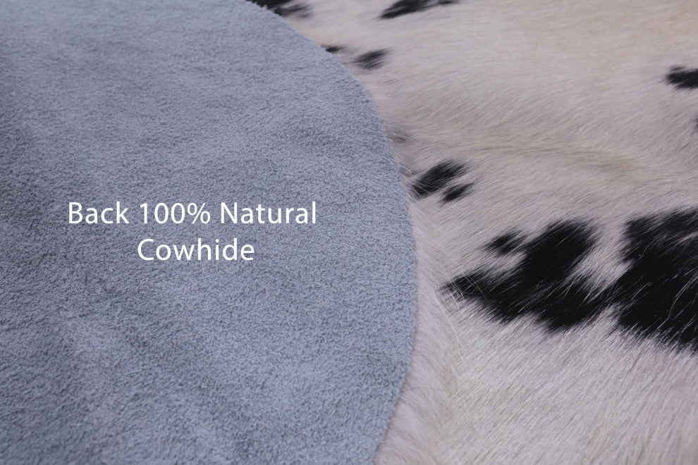 7' 0" X 6' 2" Black and White Natural Cowhide Rug C2203