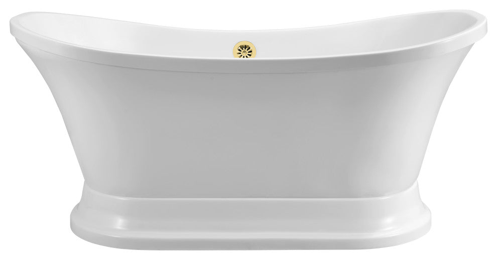 68" Streamline NPT9201GLD Soaking Freestanding Tub With External Drain