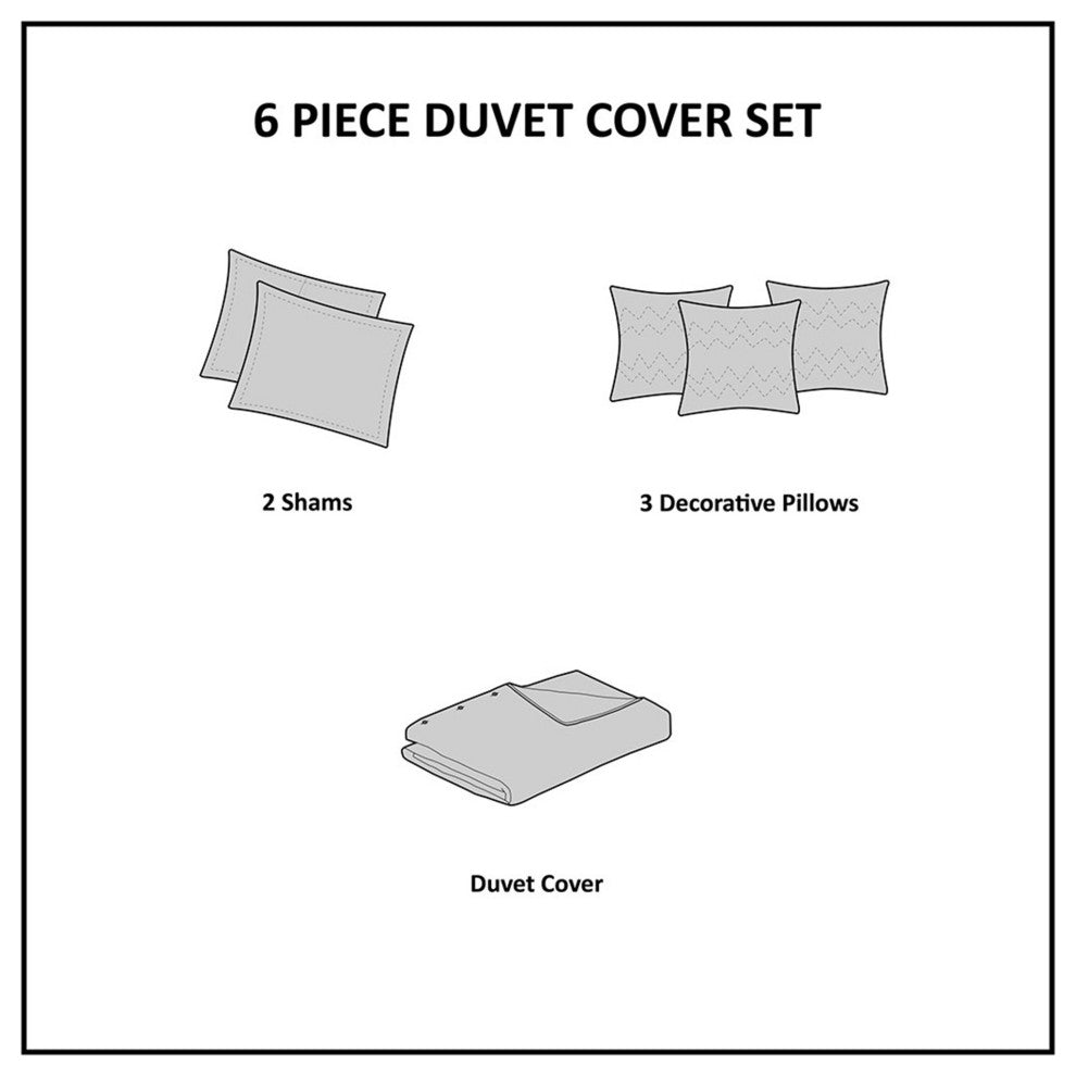 Madison Park Sateen Printed 6-Piece Duvet Set, King/California King