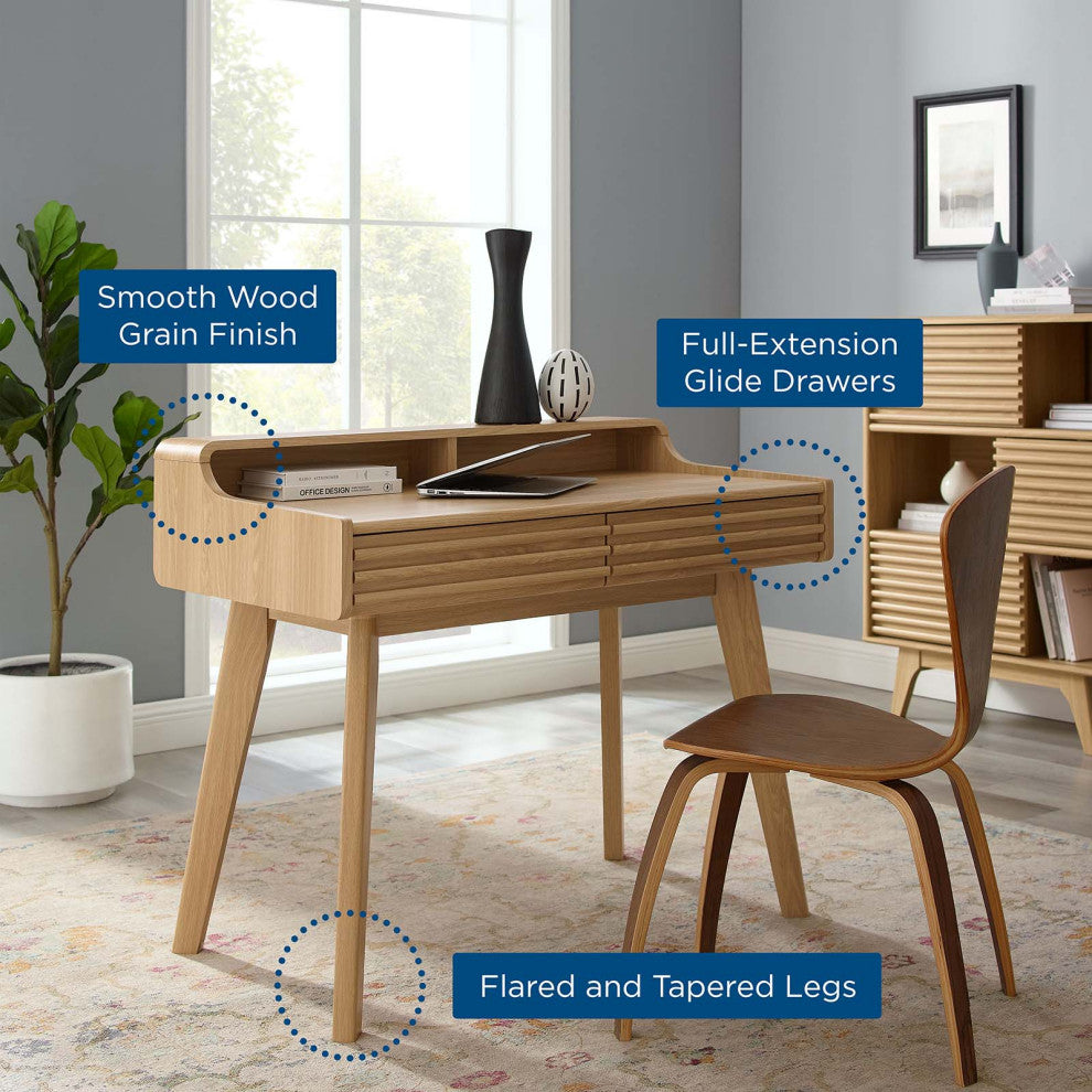 Computer Work Desk, Wood, Brown Oak, Modern, Home Business Office Furniture