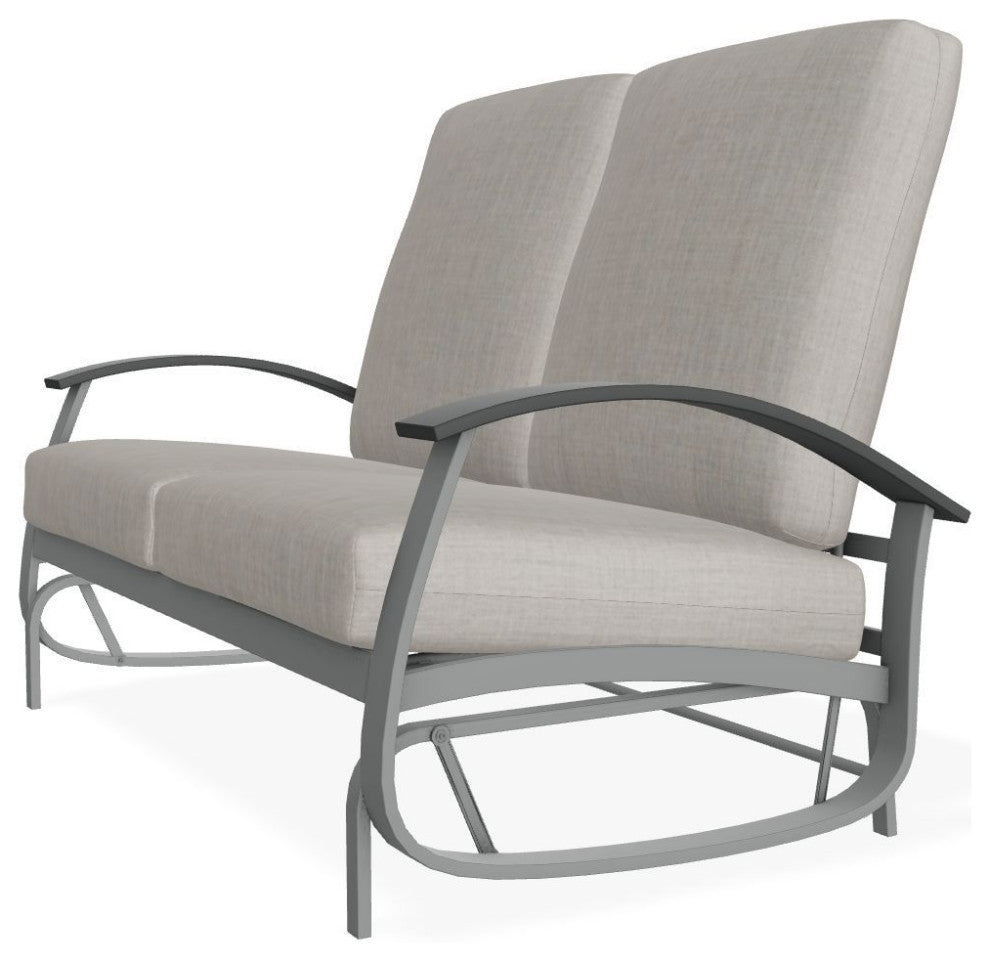Belle Isle Cushion Deep Seating 2-Seat Glider, Cast Silver/Graphite