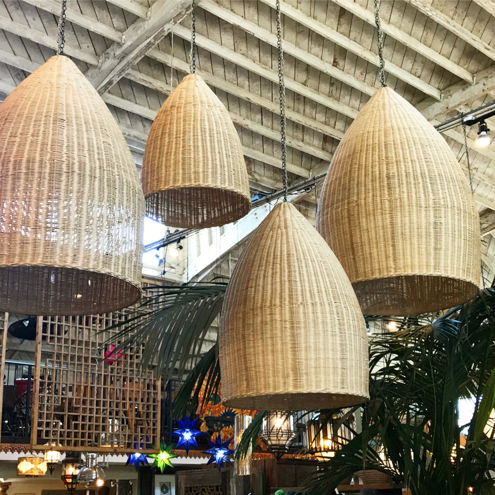 Raw Wicker Pod Lantern Medium