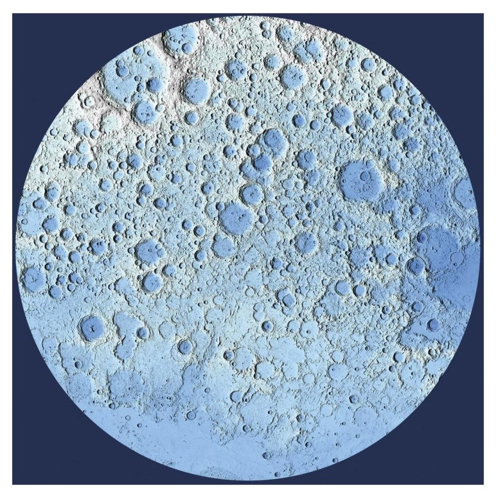 "Unmarked Decorative Topographic Map of the Moon, North Pole" Paper Art, 32"x32"