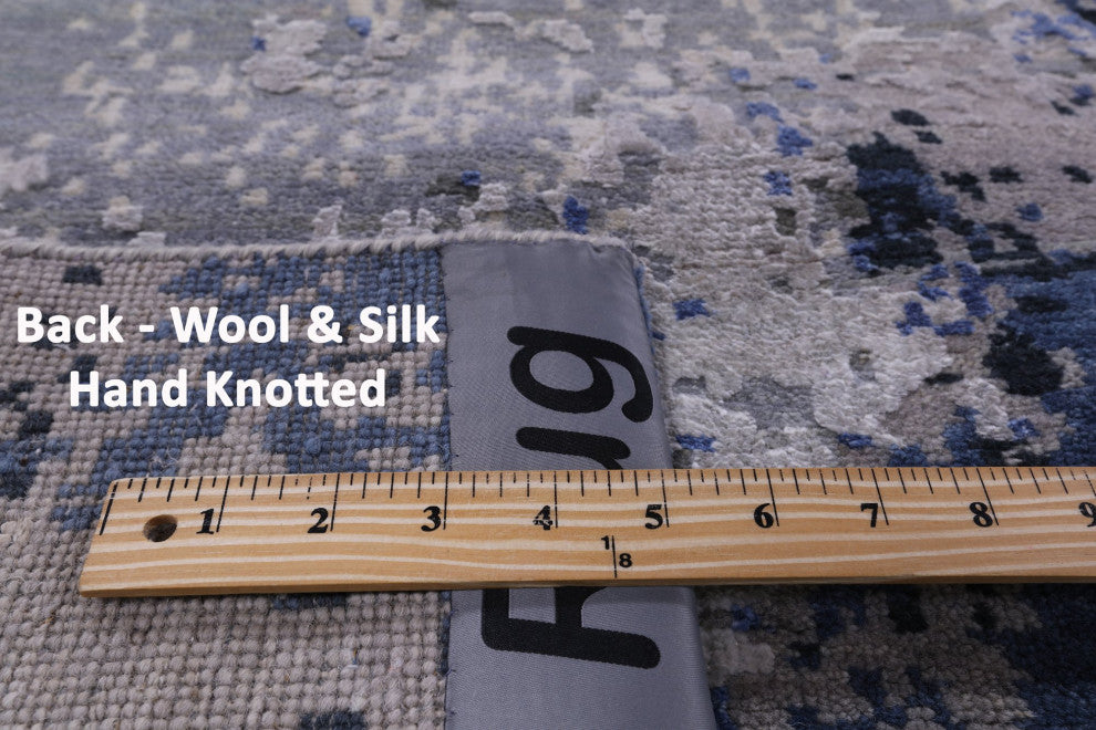 Abstract Wool and Silk Handmade Rug 8' 11" X 12' 0" Q9032