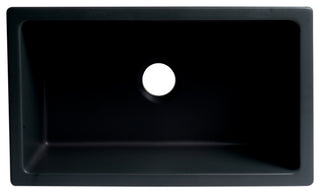 30" Black Matte Reversible Smooth/Fluted Single Bowl Fireclay Farm Sink