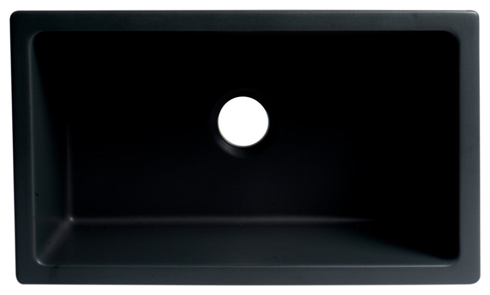 30" Black Matte Reversible Smooth/Fluted Single Bowl Fireclay Farm Sink
