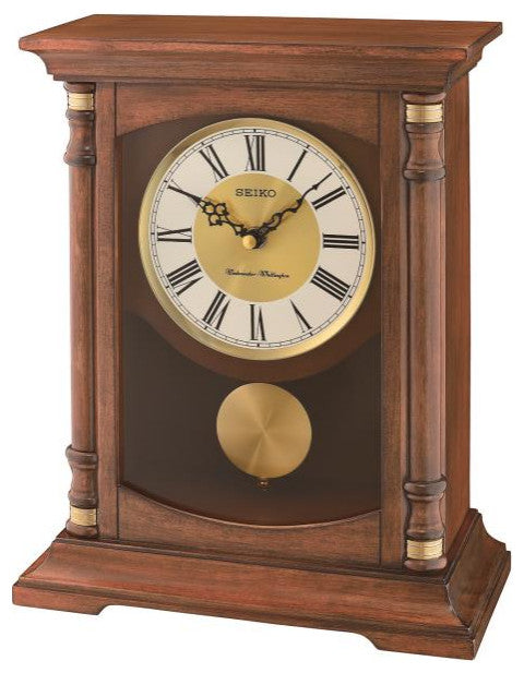 Seiko Clocks, Charming Medium Brown Clock With Pendulum and Chime