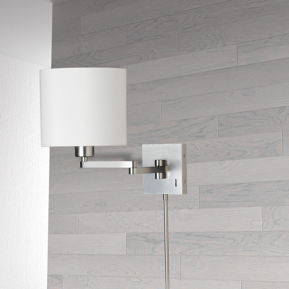 Arthur Cast Metal Double-Arm Wall Lamp, Satin Chrome