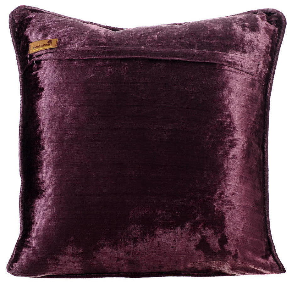Throw Pillow Covers 12" x 12" Pillowcase Purple Velvet Floral - Plum Rose Bush