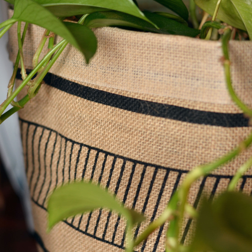 3 Piece Geometric Stripe Linen Basket Set