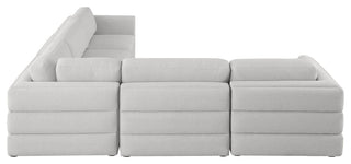 Beckham Linen Textured Fabric 5-Piece Modular L-Shaped Sectional, Beige