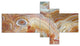 Strips and Ovals on Agate, Abstract Canvas Wall Art Print, 60"x32", 5 panels