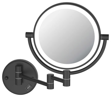 Circular LED Wall Mount Magnifying Make Up Mirror, Matte Black