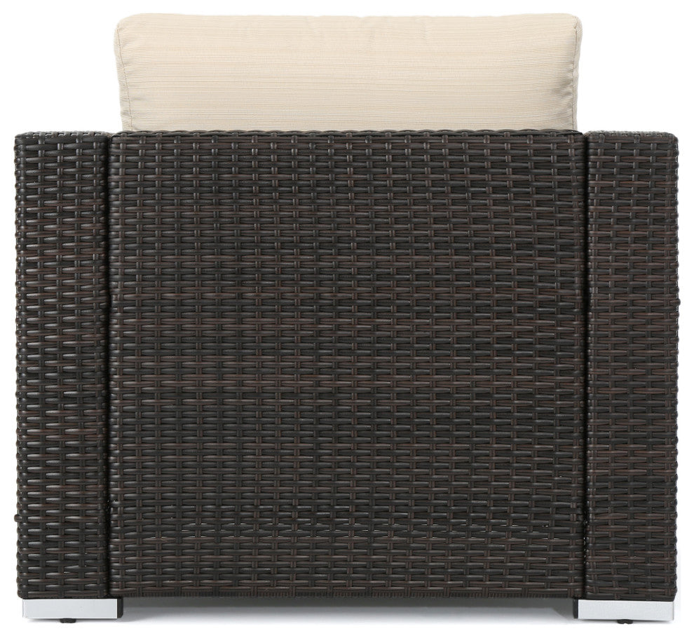 Avianna Outdoor Wicker Club Chair With Cushions, Set of 2, Multibrown/Beige