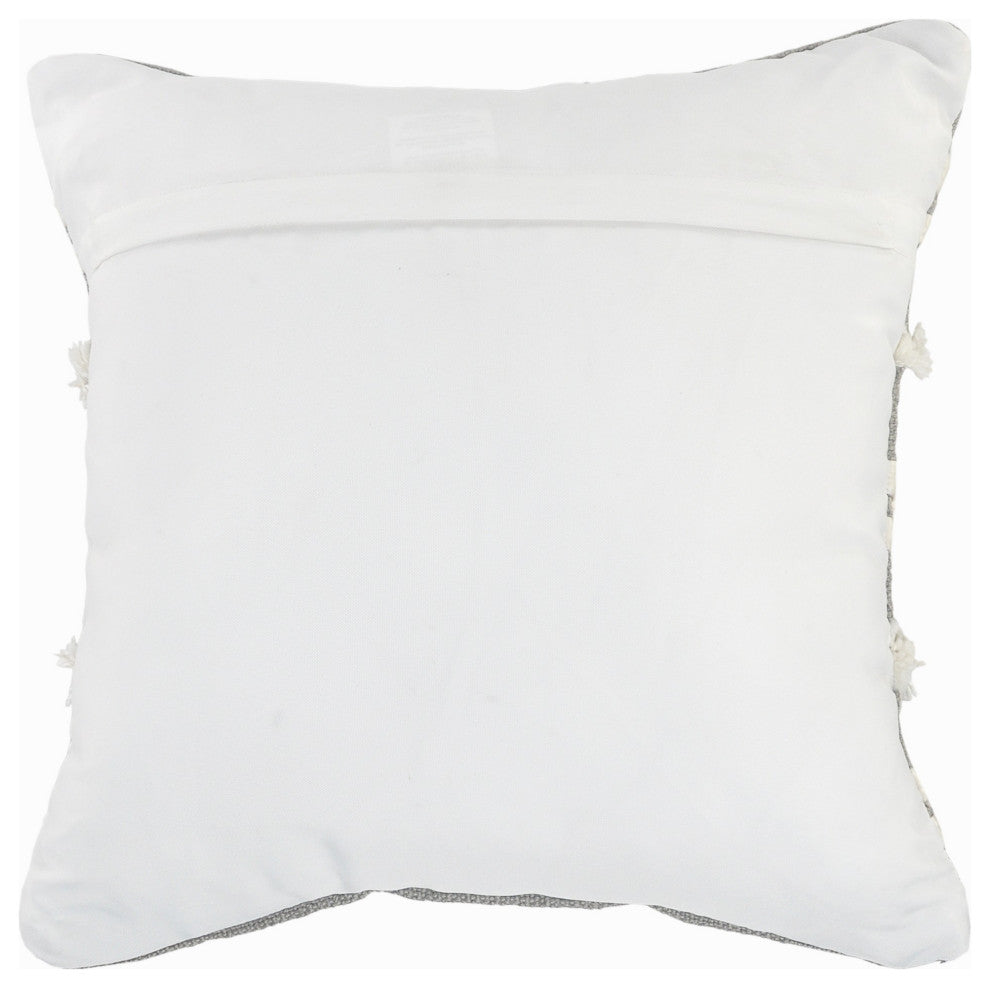 Gray Textured and Tufted Throw Pillow