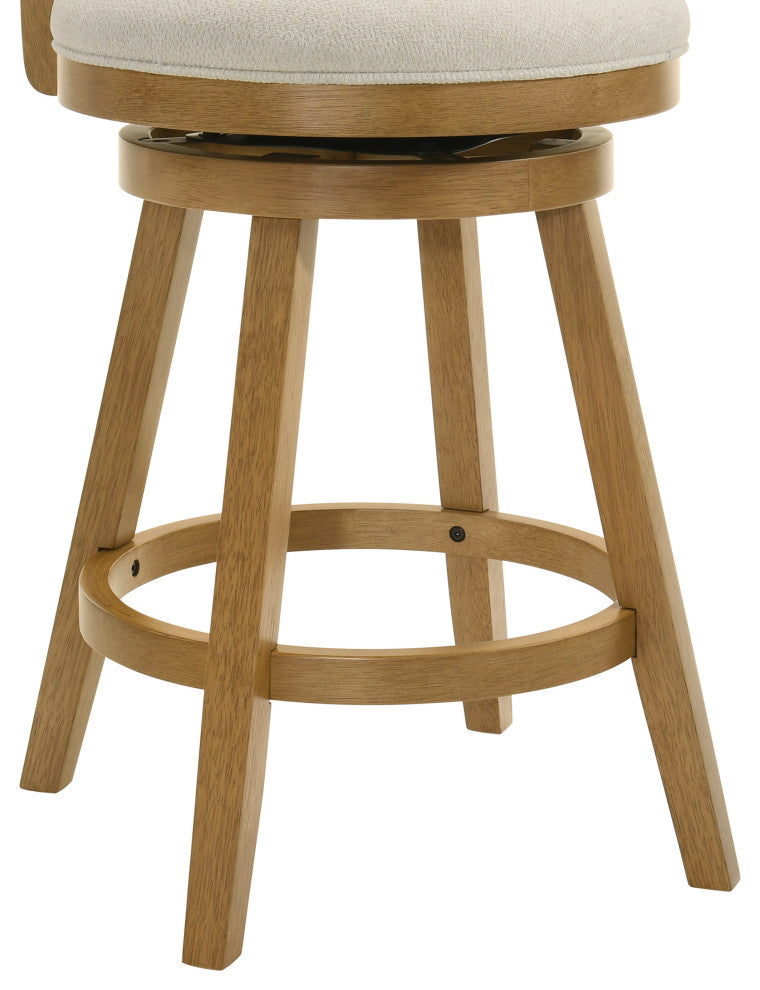 Harper Wood and Fabric Barstool, Ivory, 30" Bar Height