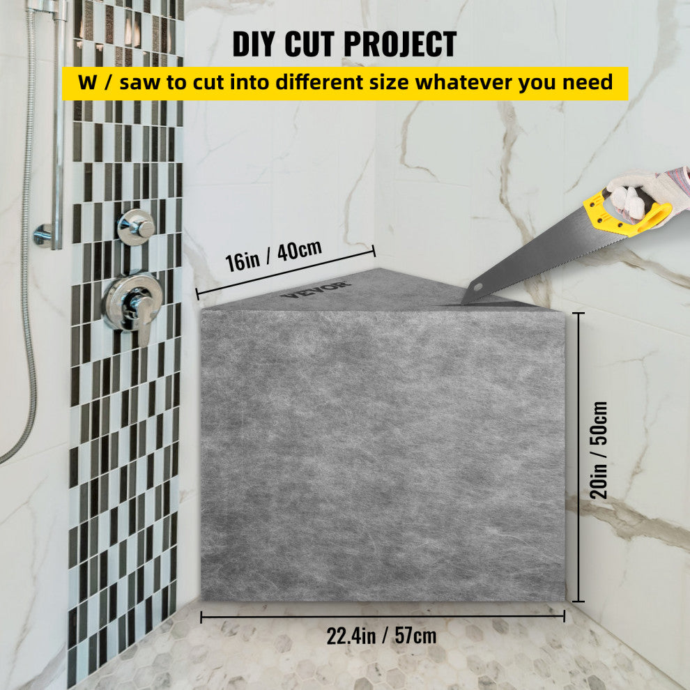 VEVOR Ready to Tile Shower Seat 22.4"x16"x20" corner shower bench