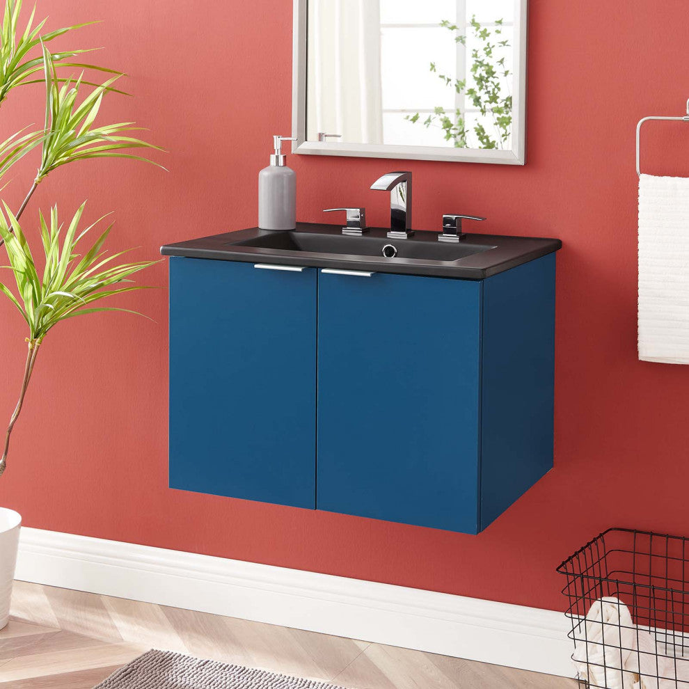 Maybelle 24" Wall-Mount Bathroom Vanity Navy Black -5370