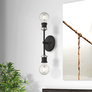 Lansdale 2 Light Black With Brushed Nickel Accents ADA Vanity Sconce