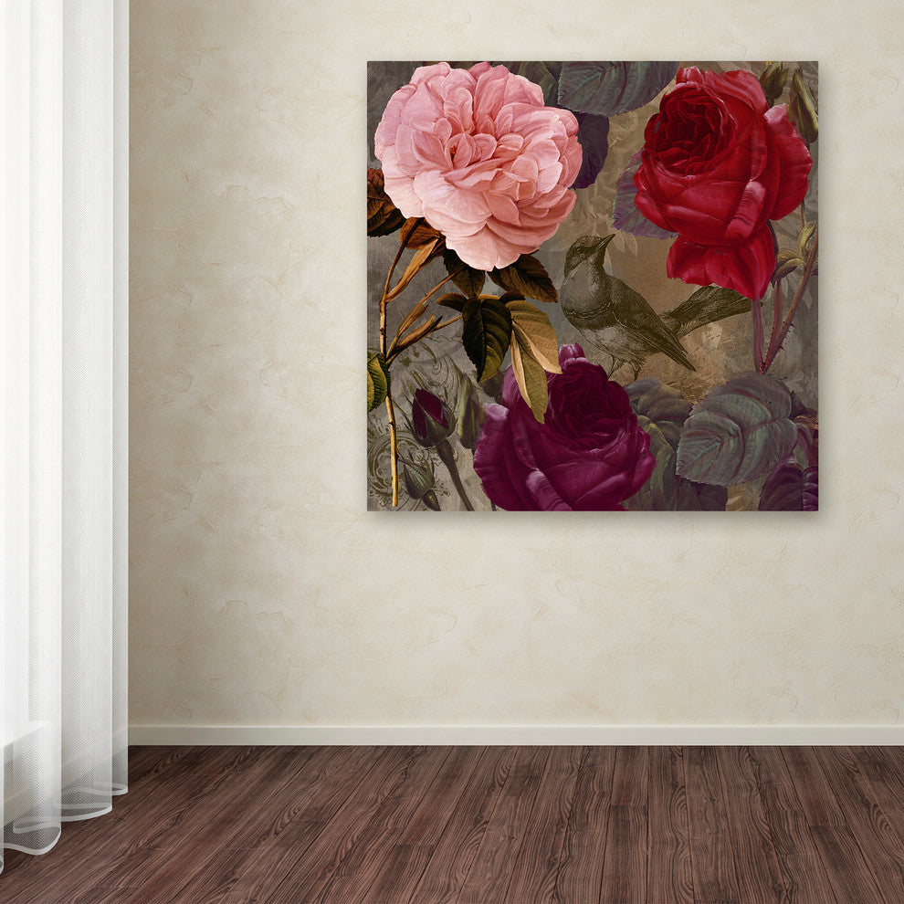 Color Bakery 'Birds and Roses' Canvas Art, 14"x14"