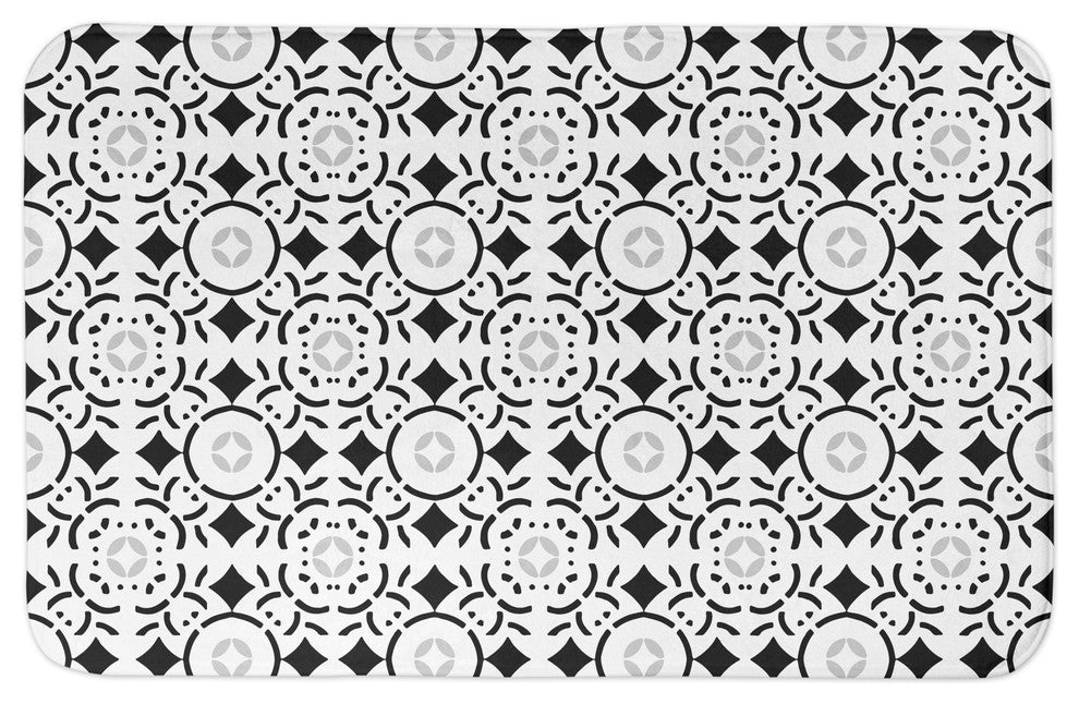 Black and White Tile 34x21 Bath Mat