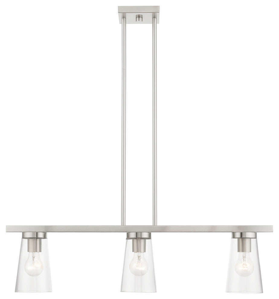 Cityview 3 Light Brushed Nickel Linear Chandelier