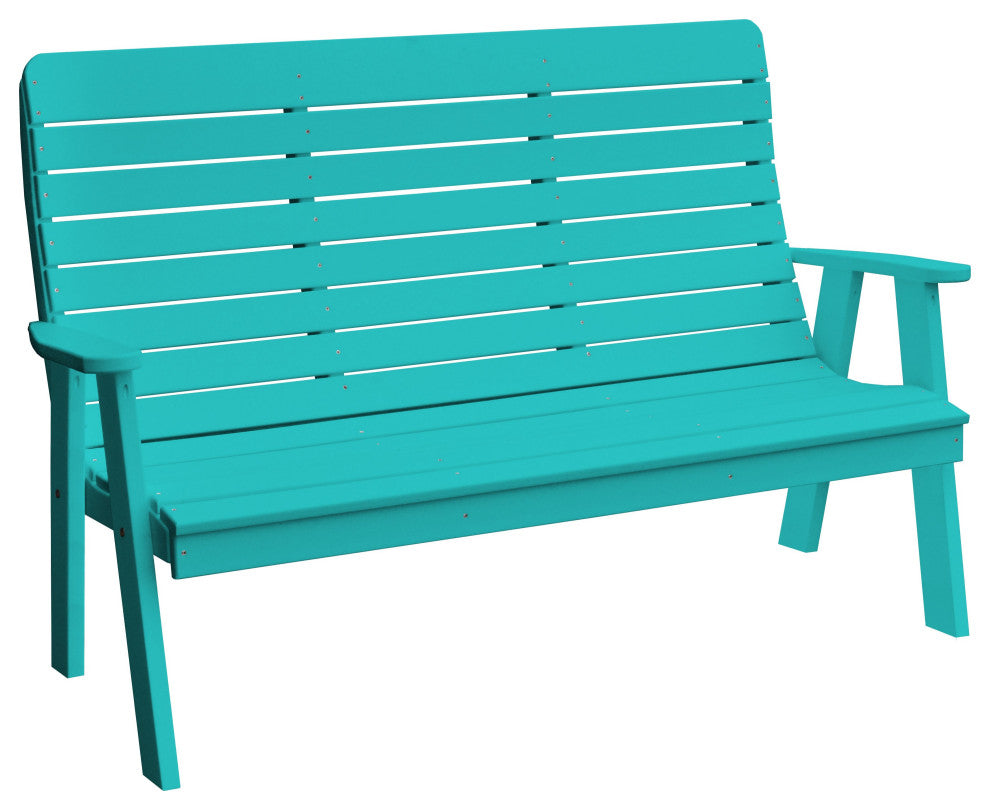 Poly Winston Garden Bench, Aruba Blue, 4 Foot