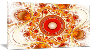 Orange Fractal Pattern with Circles, Abstract Canvas Art Print, 40x20
