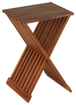 Bare Decor Leaf Folding Counterstool, Solid Teak Wood 24" high