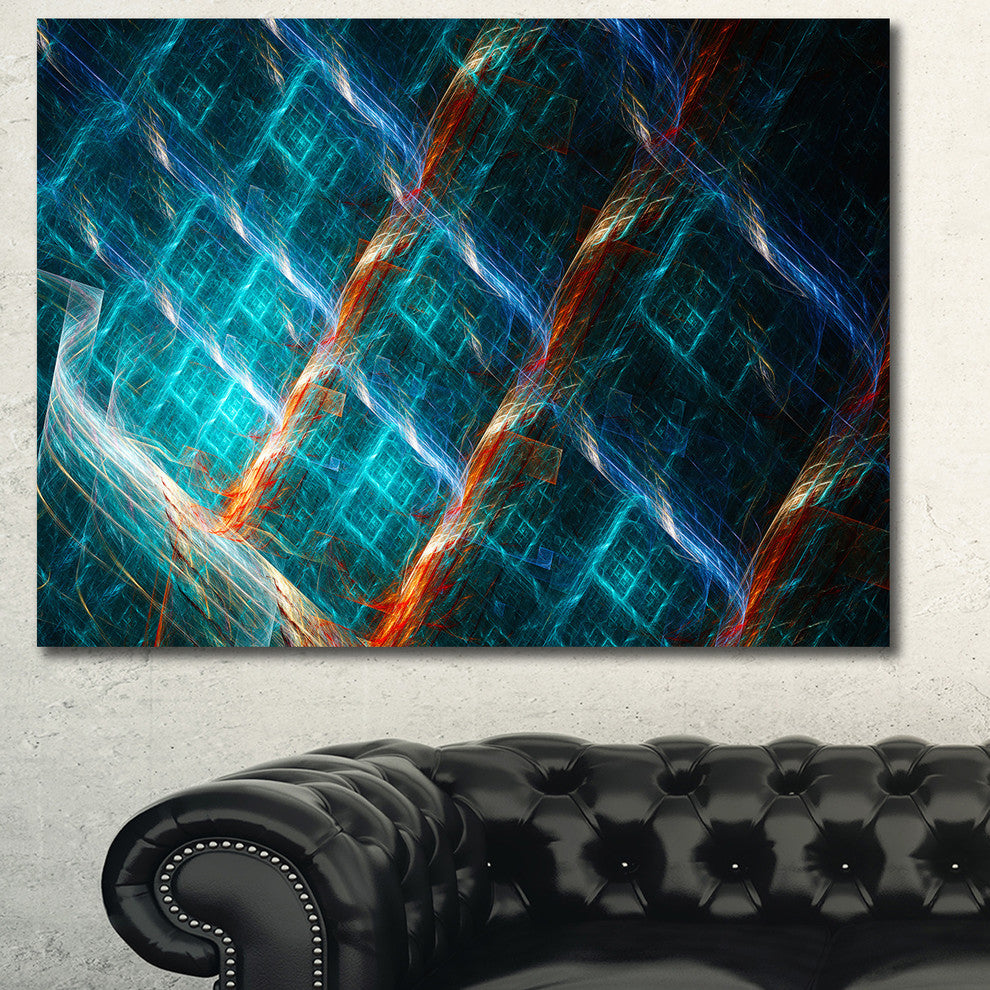 Glowing Green Fractal Grill, Oversized Abstract Canvas Art Print, 60x40