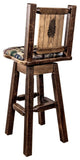 Homestead Collection 30" Upholstered Barstool With Back and Swivel, Pine Tree