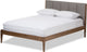 Ember Light Gray Fabric and Medium Brown Finish Wood King Size Platform Bed