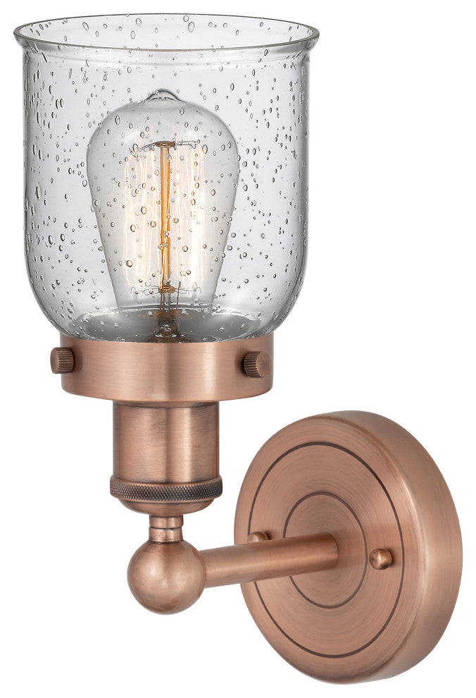 Small Bell 1-Light 7" Sconce, Antique Copper Finish, Seedy Shade