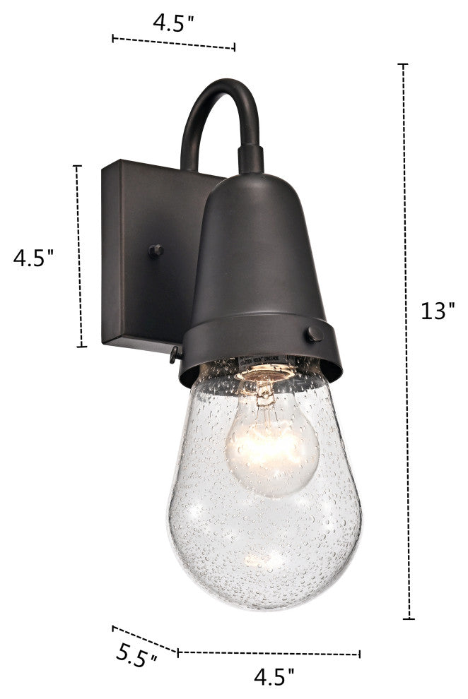 CHLOE Lighting Jeffree Transitional 1-Light Rubbed Bronze Outdoor Wall Sconce