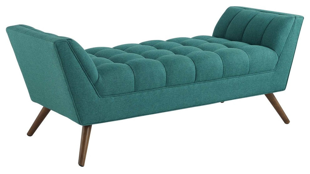 Modern Teal Response Medium Upholstered Fabric Bench