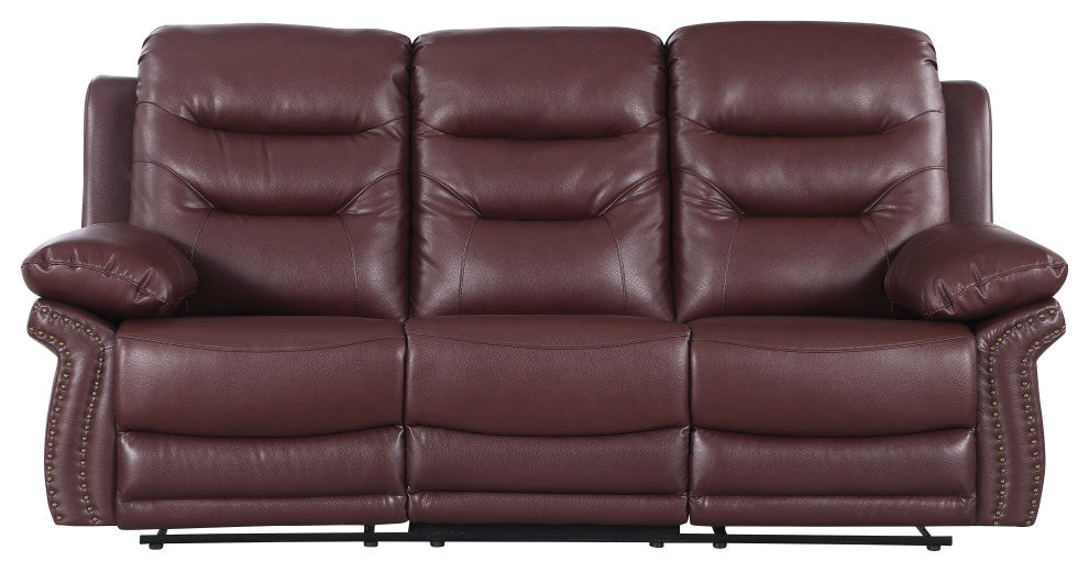 Anders Leather Air Match Recliner Collection Burgundy 2 Piece With Console