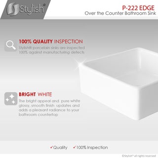 STYLISH 15" White Square Ceramic Vessel Bathroom Sink