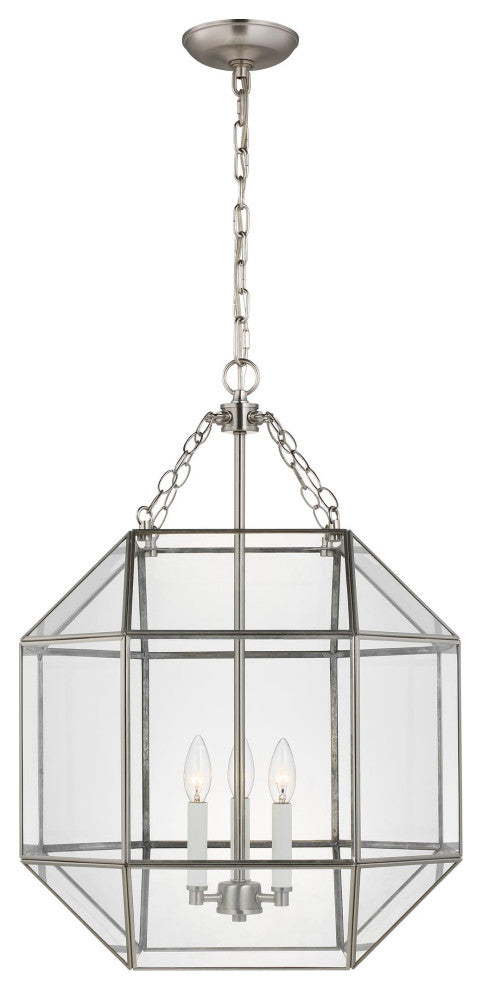 Morrison Medium Three Light Lantern, Brushed Nickel