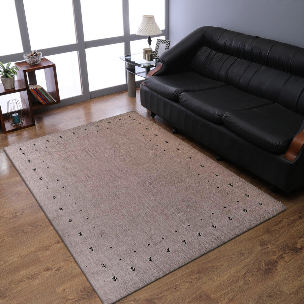 HAND KNOTTED LOOM WOOL ECO-FRIENDLY AREA RUGS - Rectangle, Beige, Contemporary