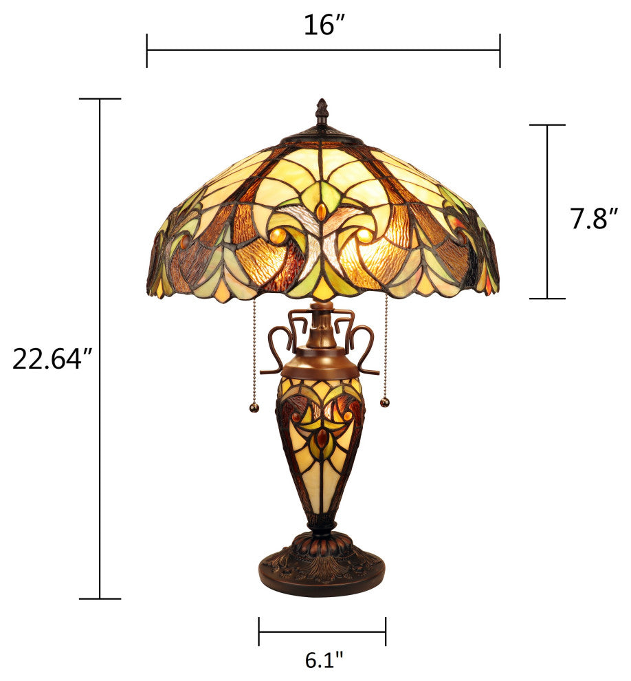 Liaison Victorian-Style 3 Light Double Lit Table Lamp 16" Wide